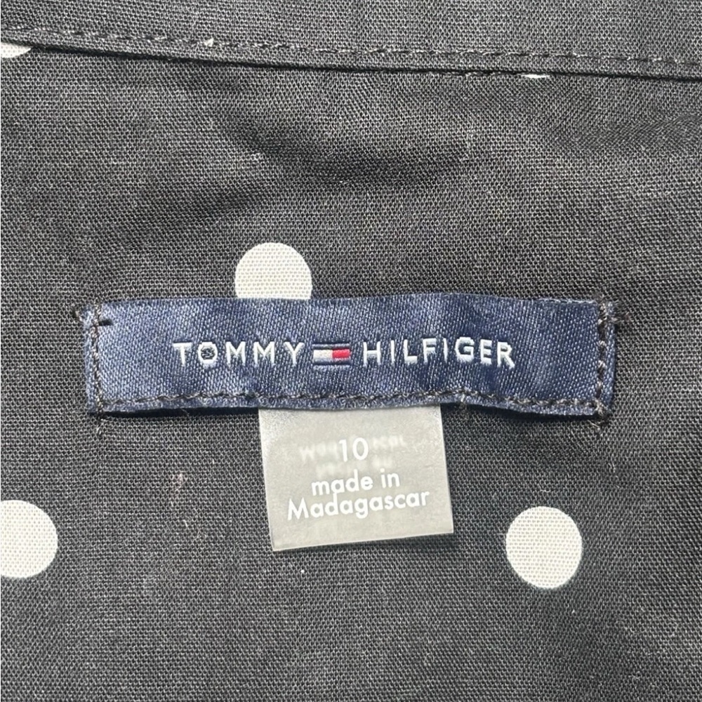 SOLD- Tommy Hilfiger 100% Cotton Black and White Polka Dot Midi Dress - Picture 8 of 9